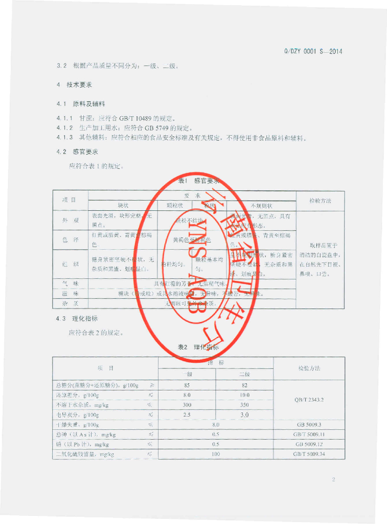 Q/DZY 0001S-2014 标准预览