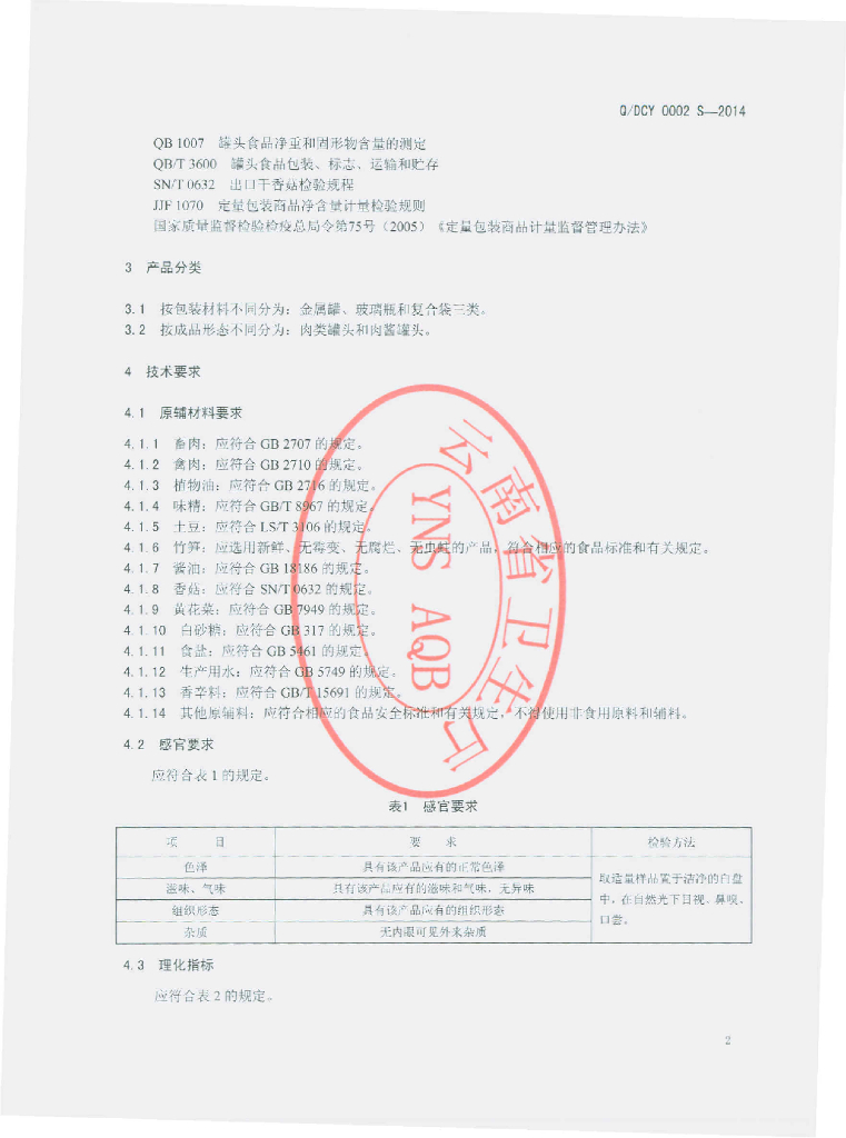 Q/DCY 0002S-2014 标准预览