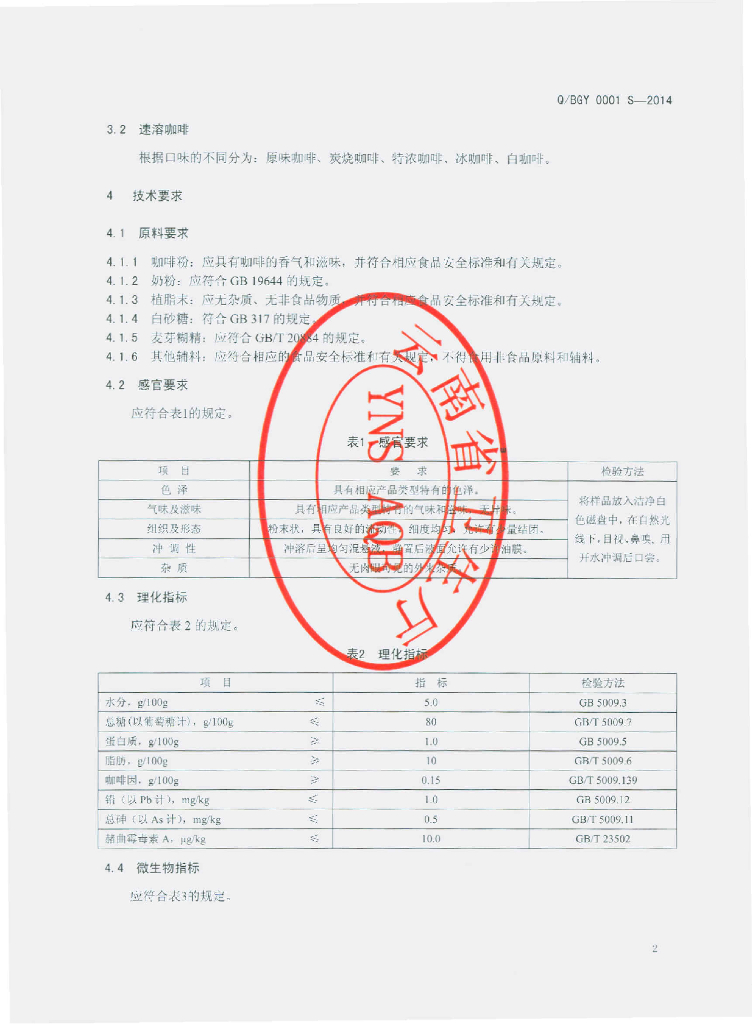 Q/BGY 0001S-2014 标准预览