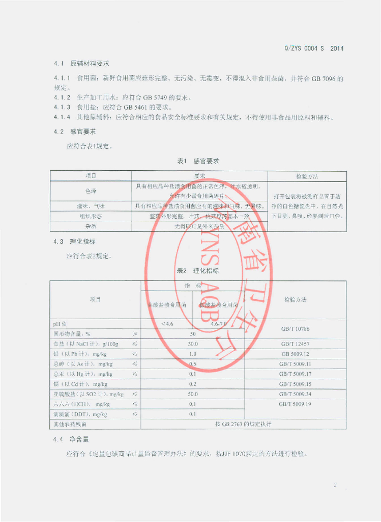 Q/ZYS 0004S-2014 标准预览