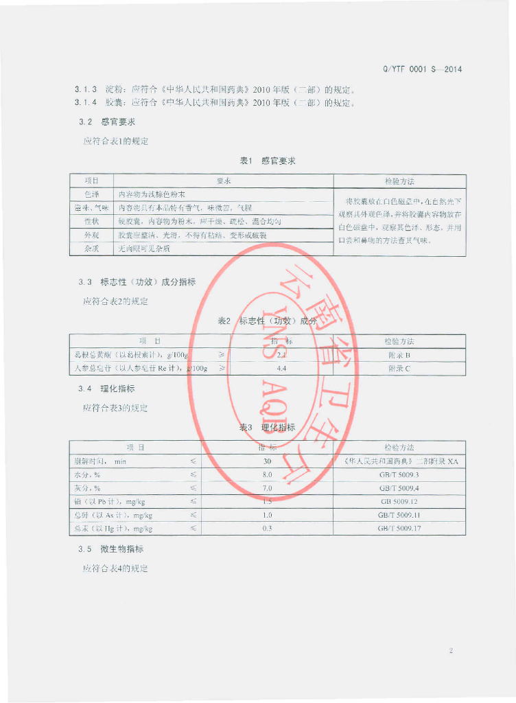 Q/YTF 0001S-2014 标准预览