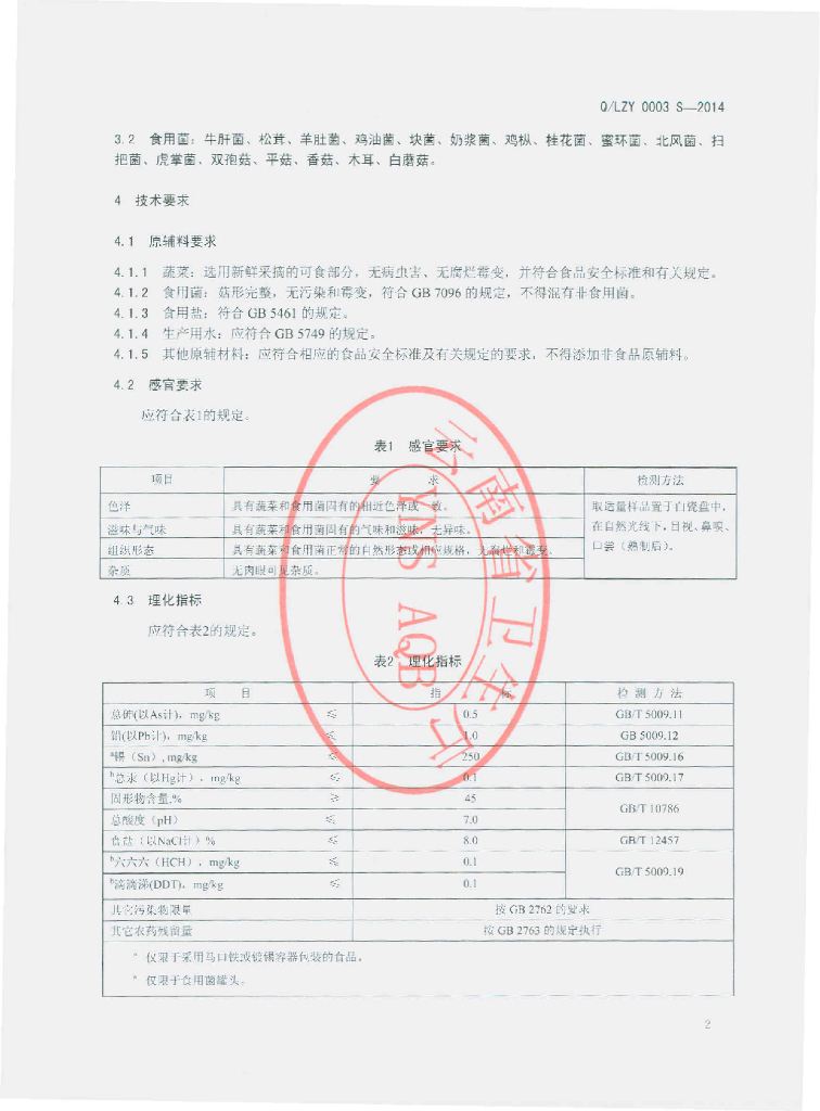 Q/LZY 0003S-2014 标准预览