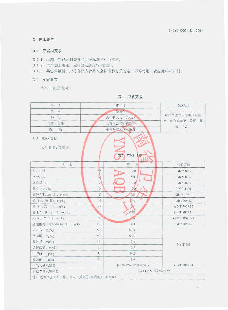 Q/DYG 0003S-2014 标准预览