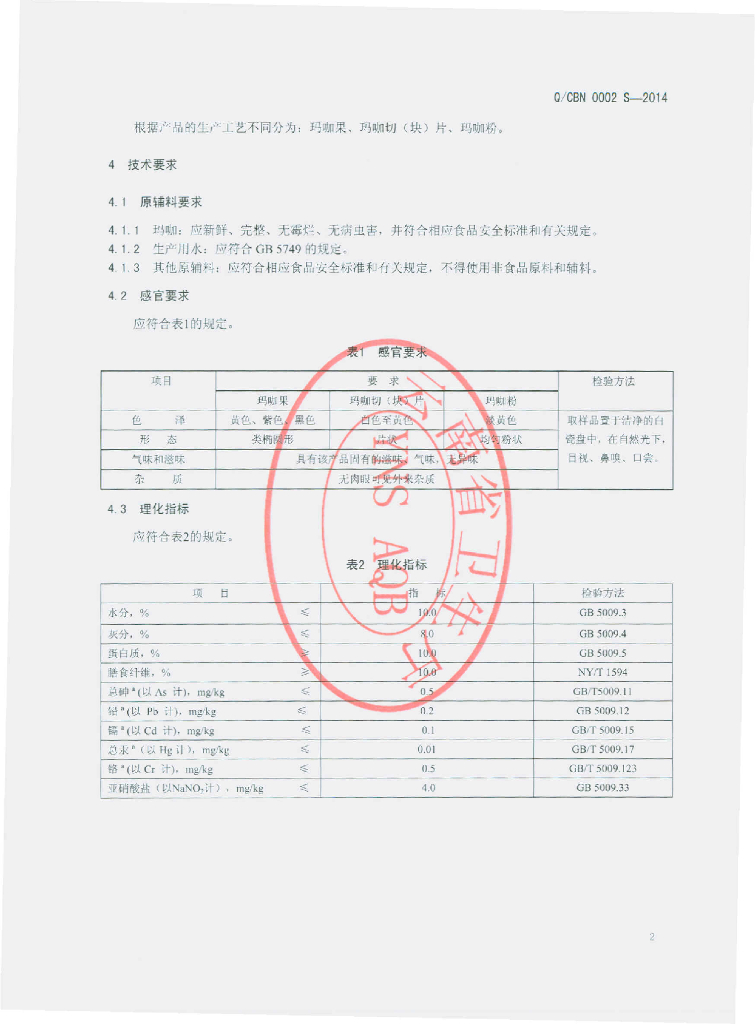 Q/CBN 0002S-2014 标准预览