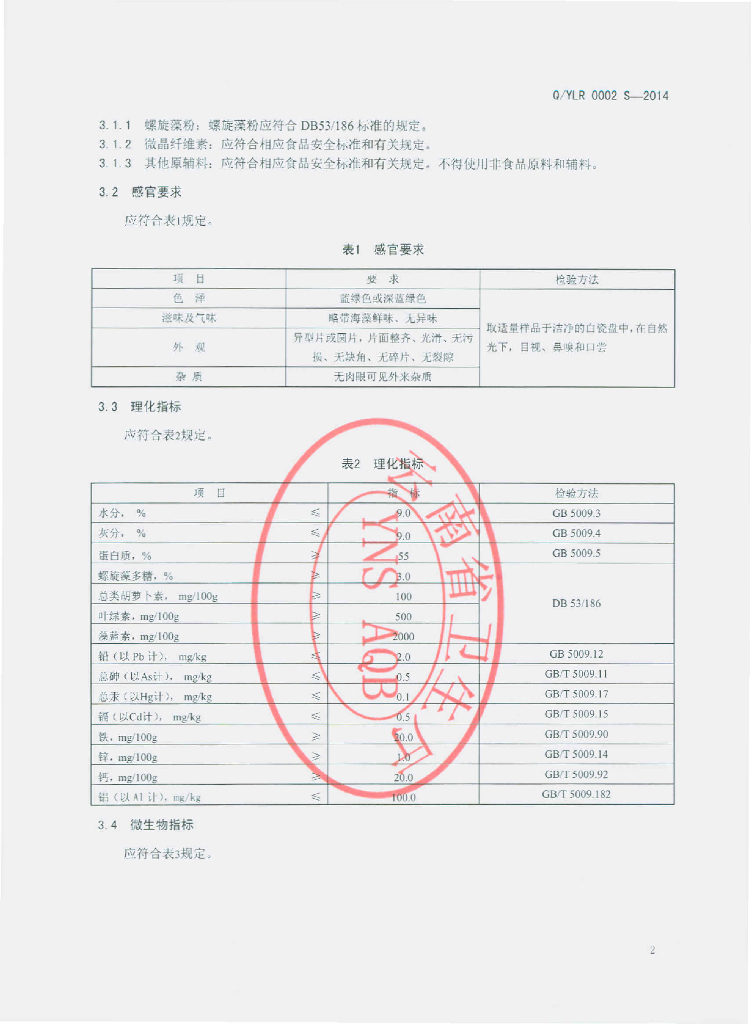 Q/YLR 0002S-2014 标准预览