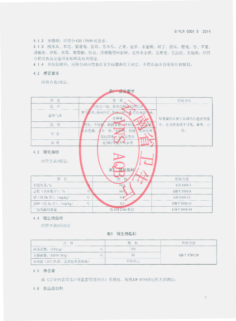 Q/YLR 0001S-2014 标准预览
