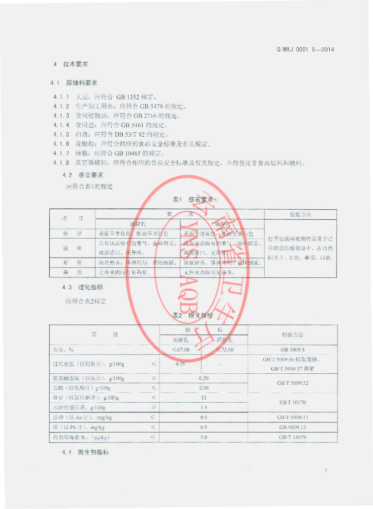 Q/MXJ 0001S-2014 标准预览