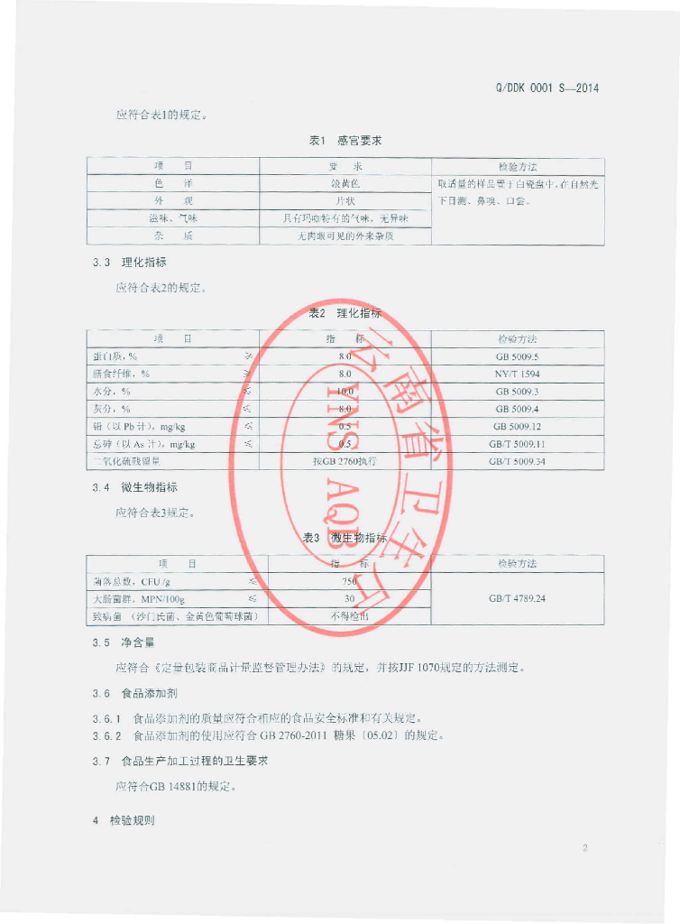 Q/DDK 0001S-2014 标准预览