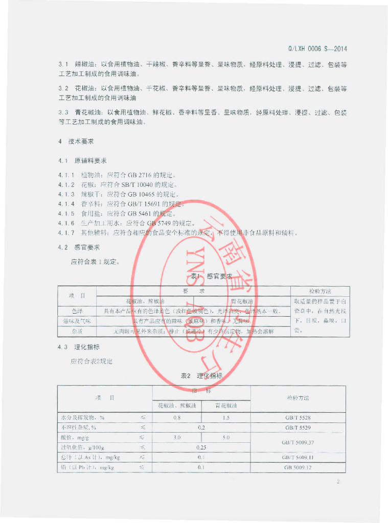 Q/LXH 0006S-2014 标准预览