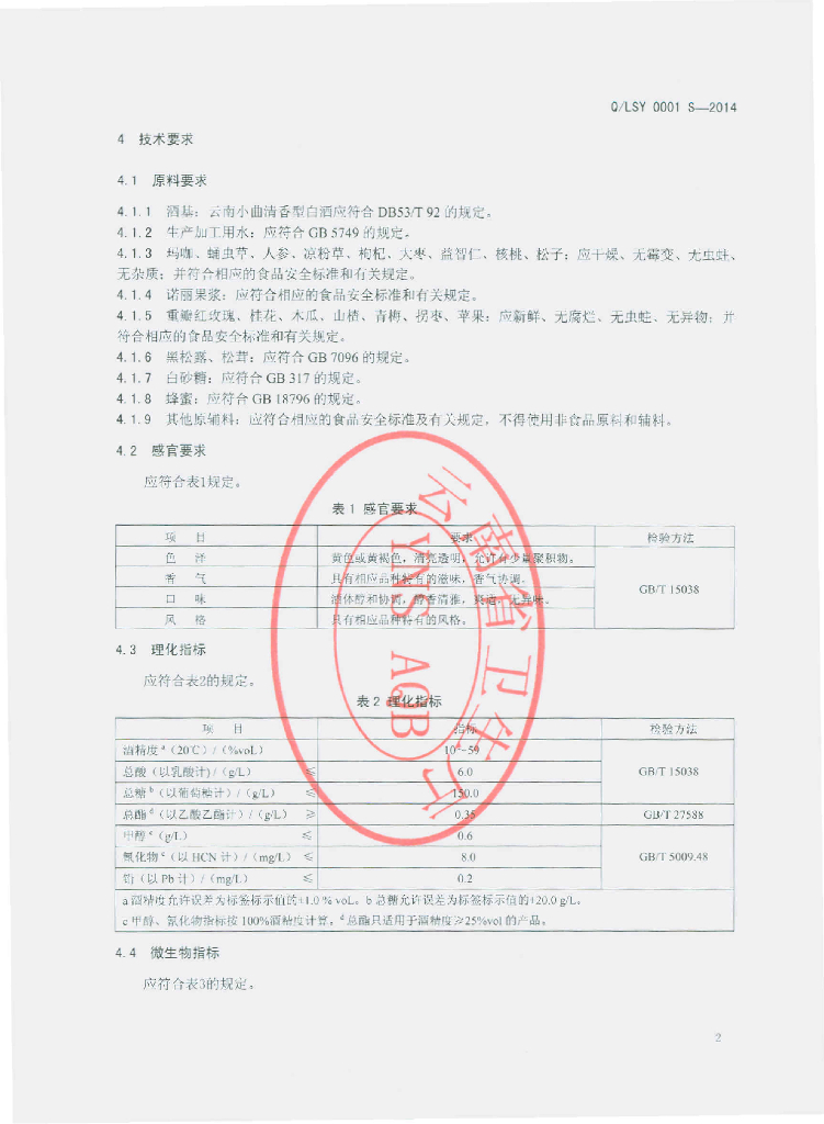 Q/LSY 0001S-2014 标准预览