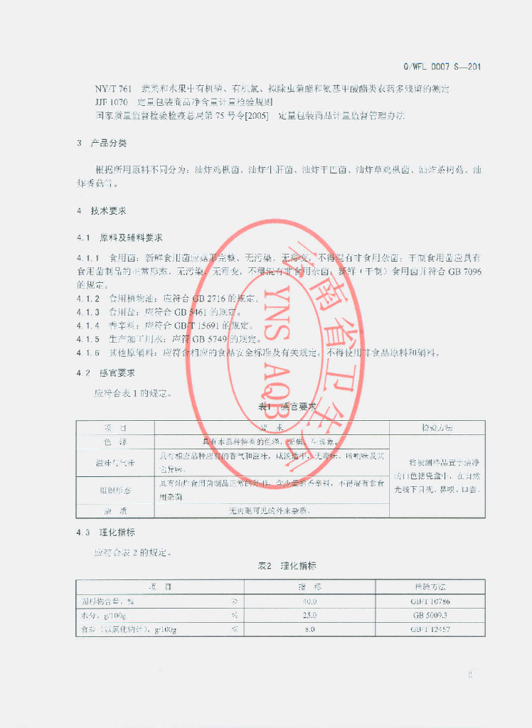 Q/WFL 0007S-2014 标准预览