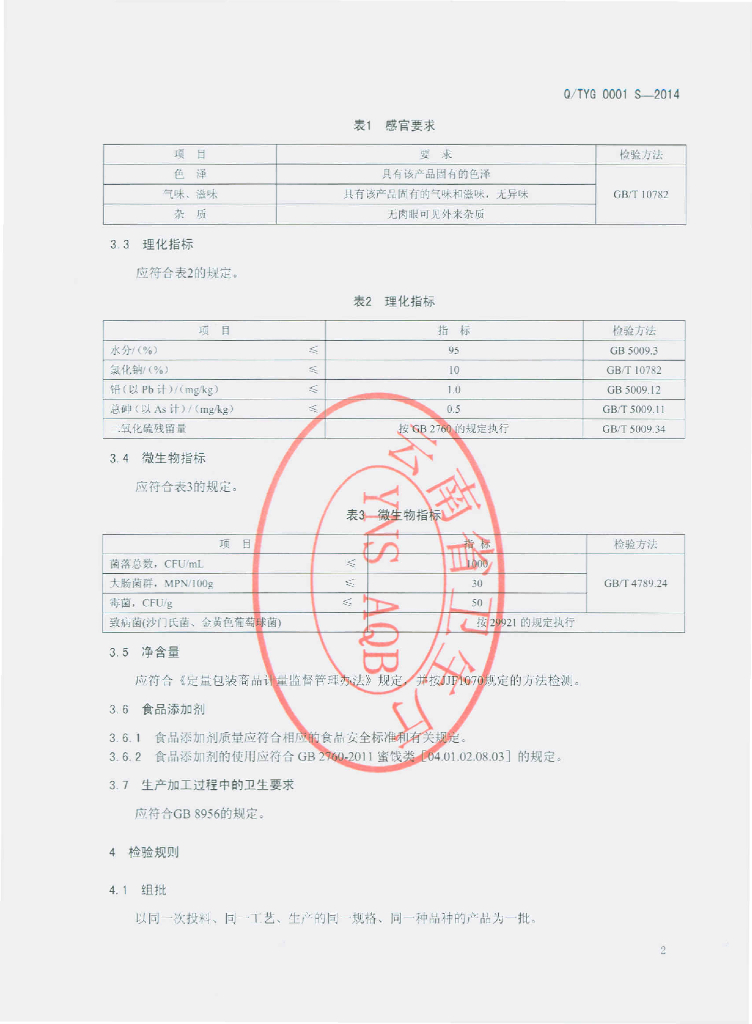 Q/TYG 0001S-2014 标准预览