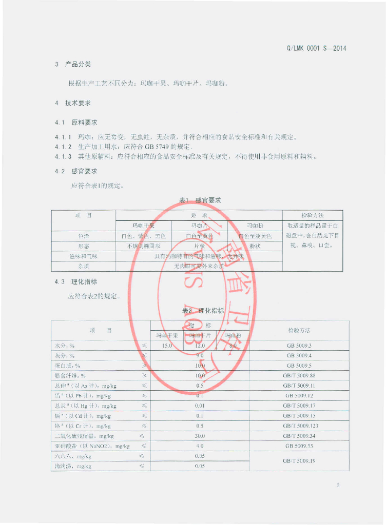 Q/LMK 0001S-2014 标准预览