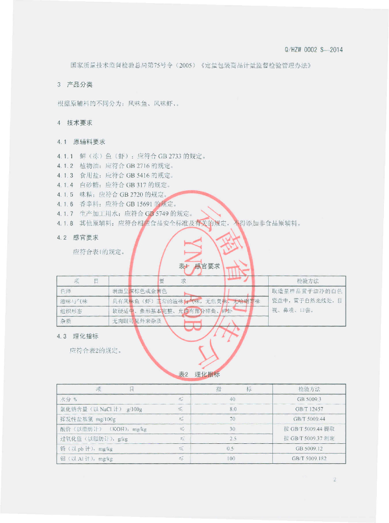 Q/HZW 0002S-2014 标准预览