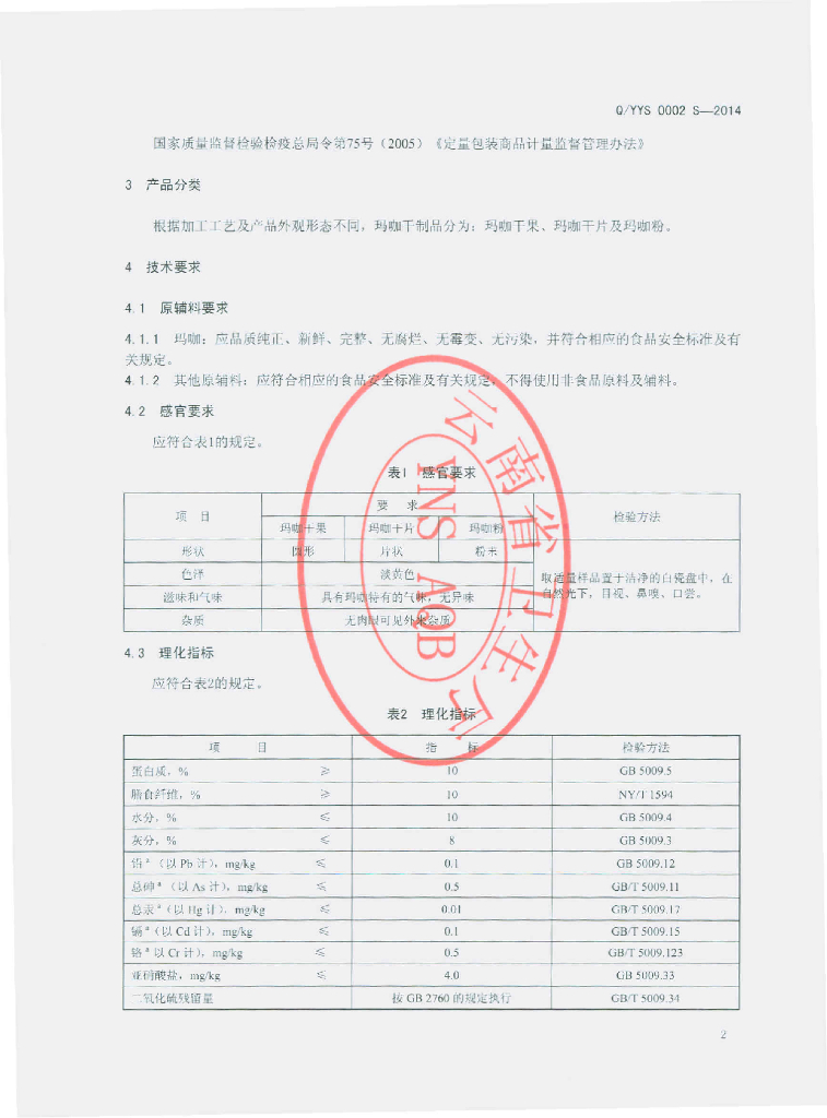 Q/YYS 0002S-2014 标准预览