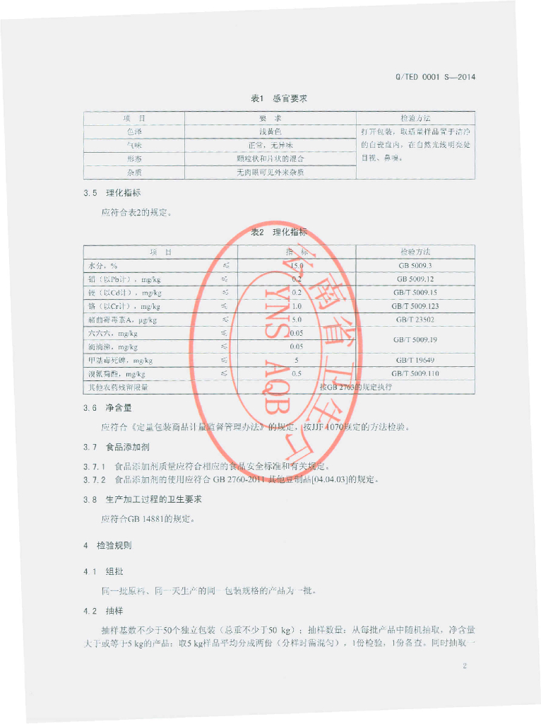 Q/TED 0001S-2014 标准预览