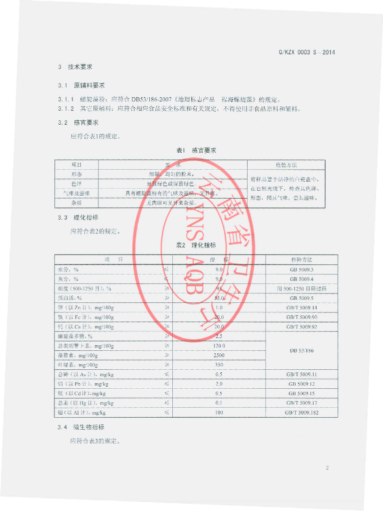 Q/KZX 0003S-2014 标准预览