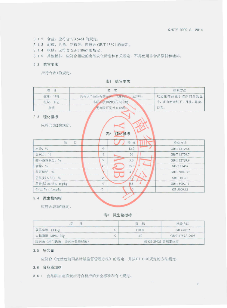 Q/KTY 0002S-2014 标准预览