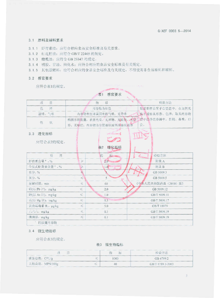 Q/AEF 0003S-2014 标准预览