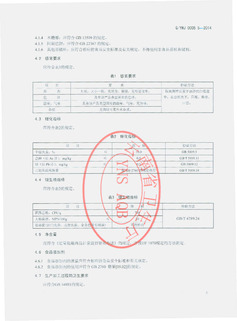 Q/YMJ 0005S-2014 标准预览