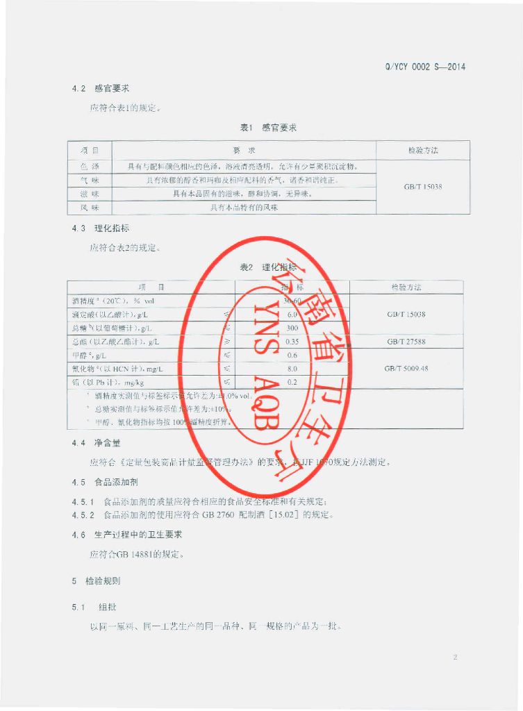 Q/YCY 0002S-2014 标准预览