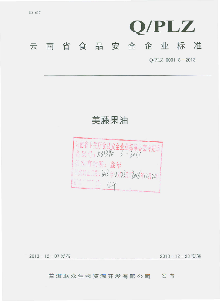 Q/PLZ 0001S-2013 标准预览