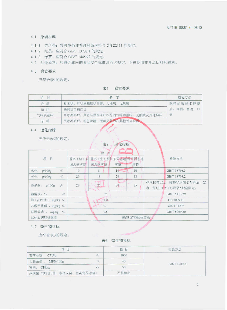 Q/YTH 0002S-2013 标准预览