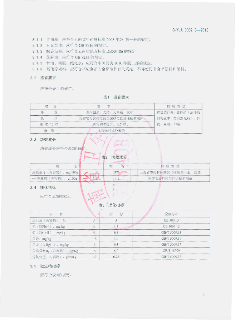 Q/YLA 0002S-2013 标准预览