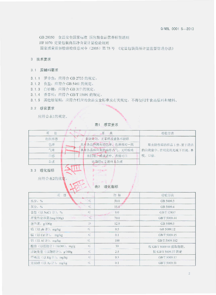 Q/MBL 0001S-2013 标准预览