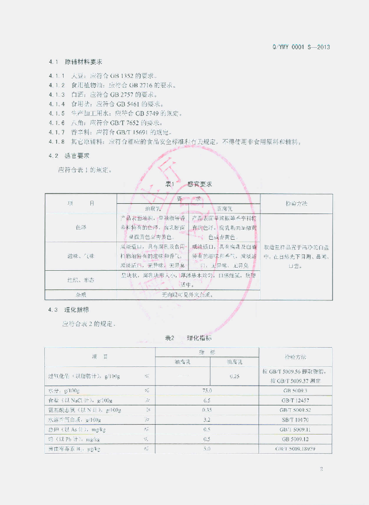 Q/YMY 0001S-2013 标准预览
