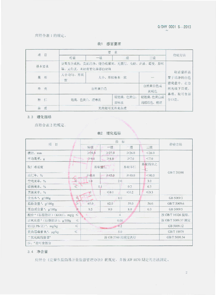 Q/DHY 0001S-2013 标准预览