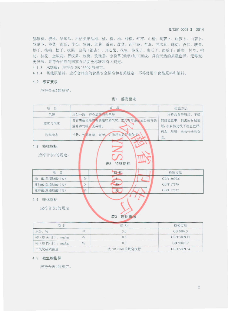 Q/XBY 0003S-2014 标准预览