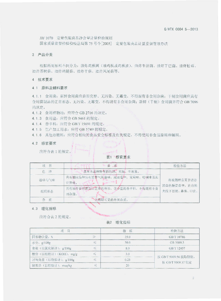 Q/HTX 0004S-2013 标准预览