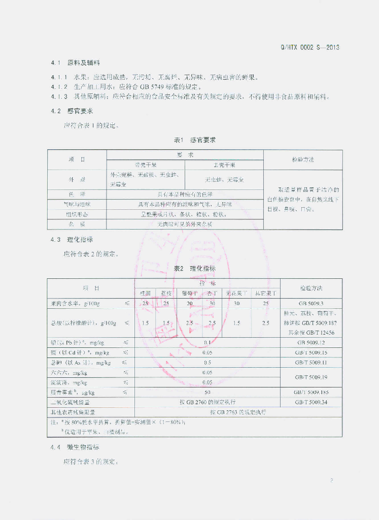 Q/HTX 0002S-2013 标准预览