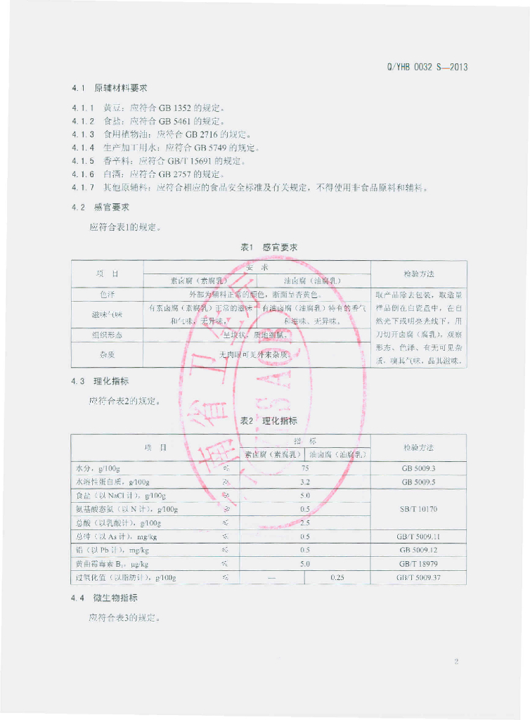 Q/YHB 0032S-2013 标准预览