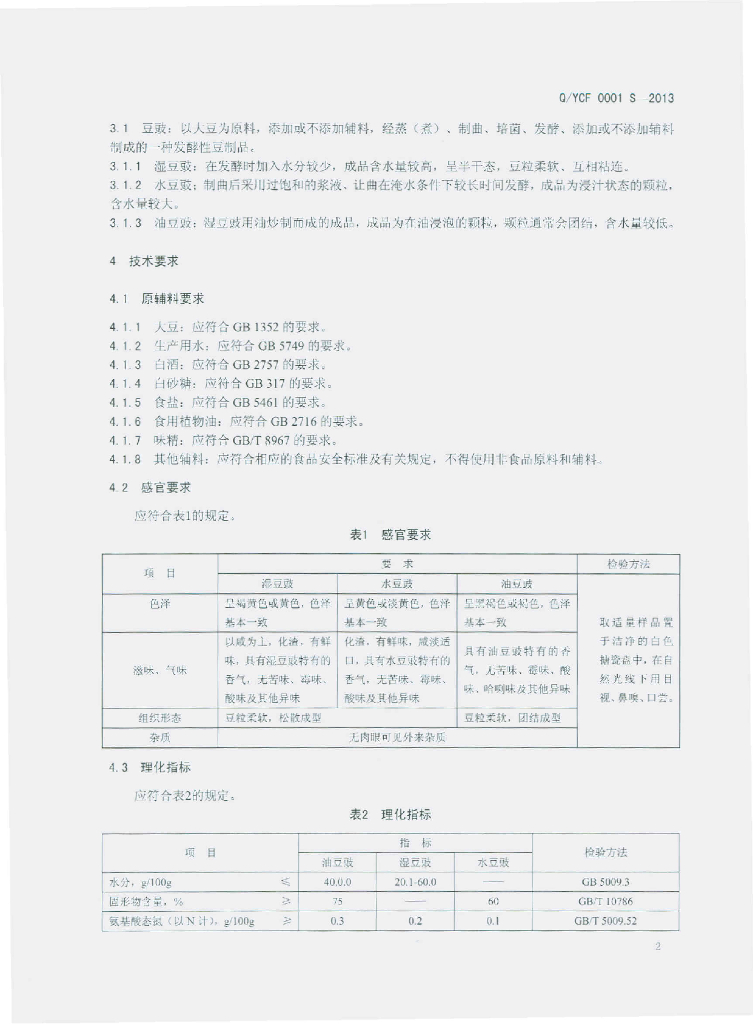 Q/YCF 0001S-2013 标准预览