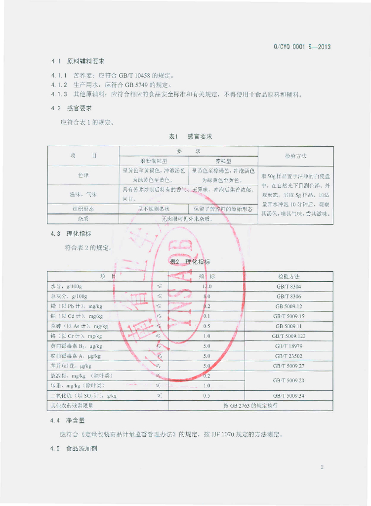 Q/CYQ 0001S-2013 标准预览