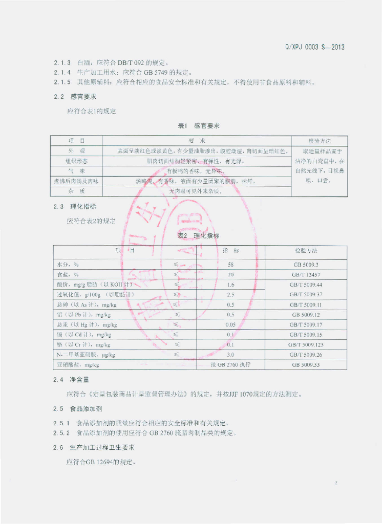 Q/XPJ 0003S-2013 标准预览