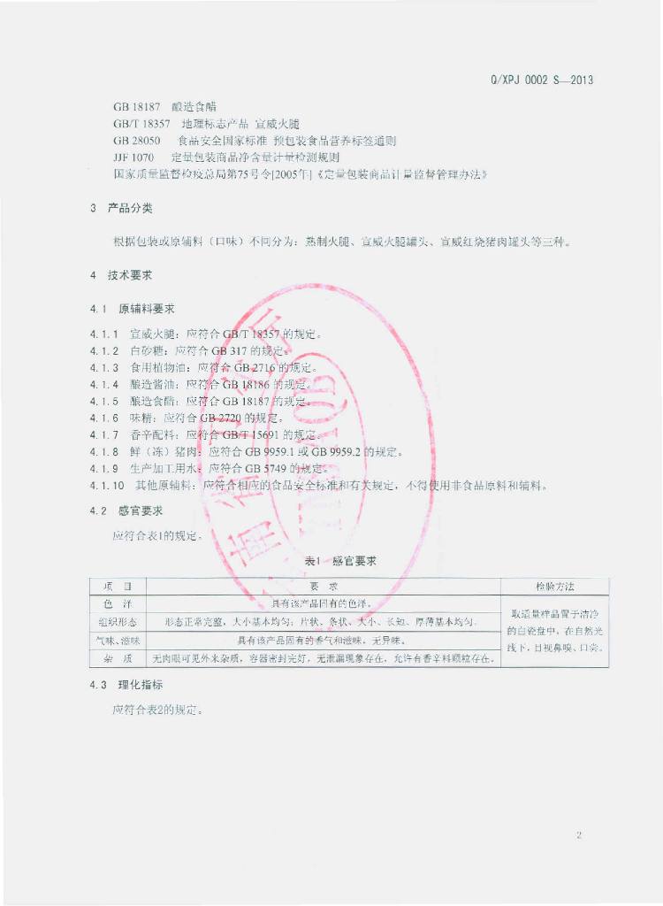 Q/XPJ 0002S-2013 标准预览