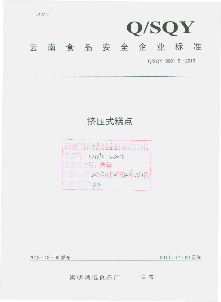 Q/SQY 0001S-2013 标准预览