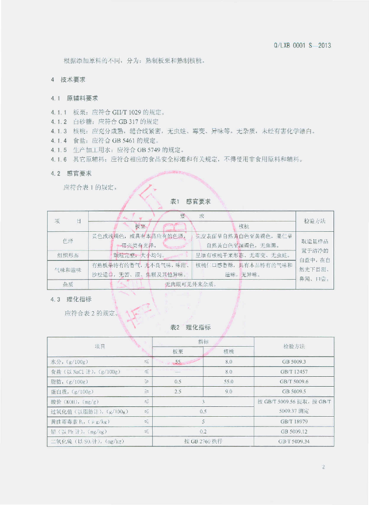 Q/LXB 0001S-2013 标准预览