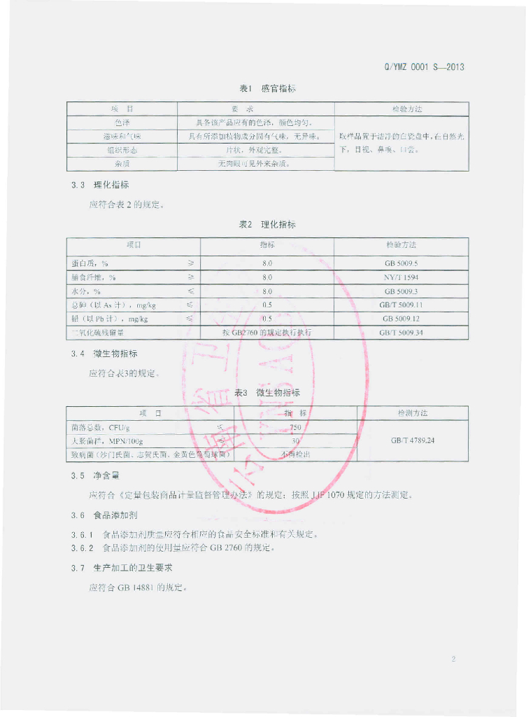 Q/YMZ 0001S-2013 标准预览