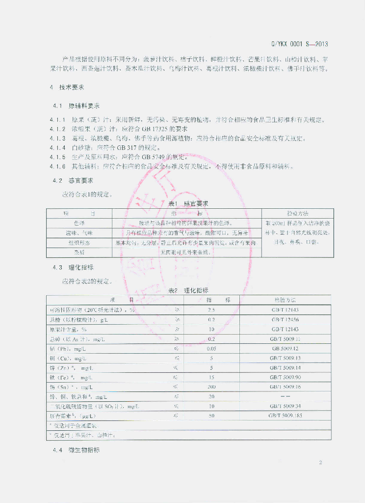 Q/YKX 0001S-2013 标准预览