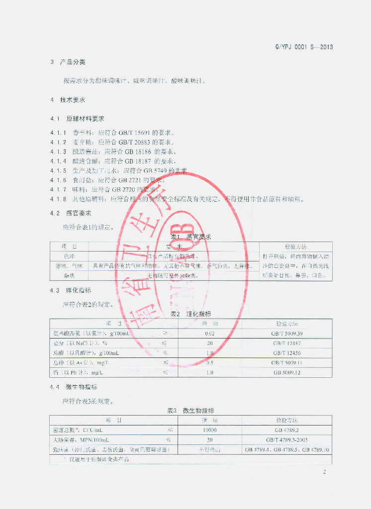 Q/YPJ 0001S-2013 标准预览