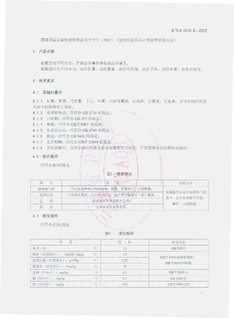 Q/YLH 0010S-2013 标准预览