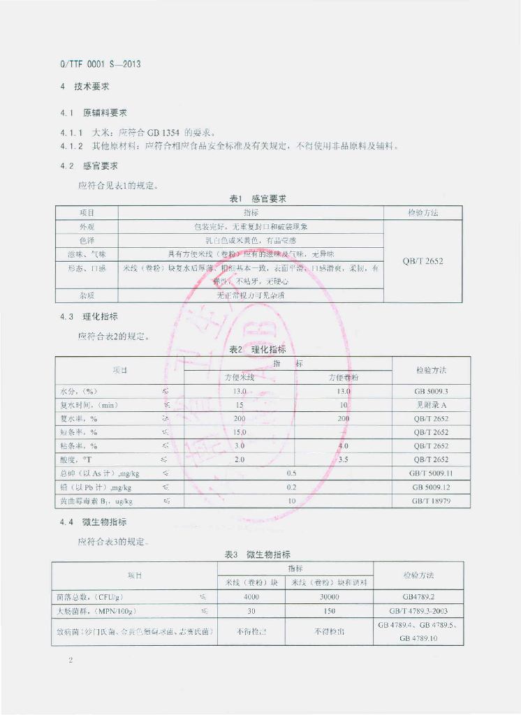 Q/TTF 0001S-2013 标准预览