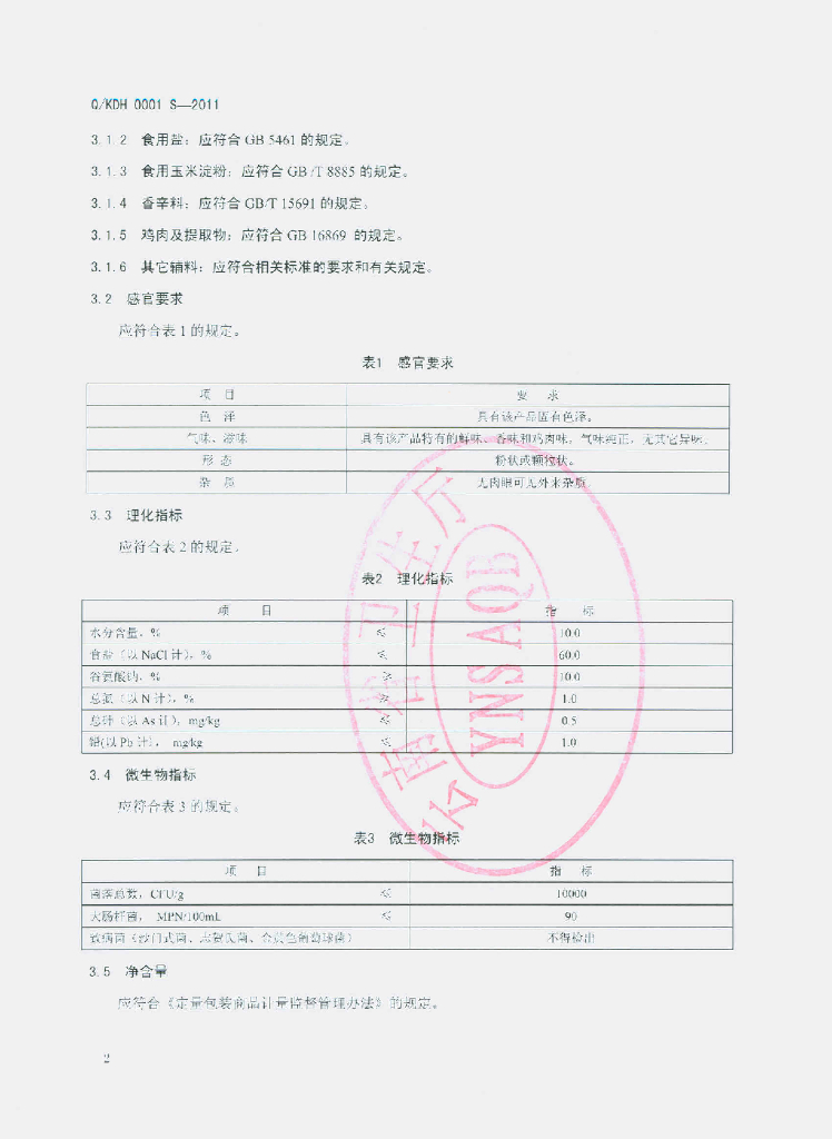 Q/KDH 0001S-2011 标准预览