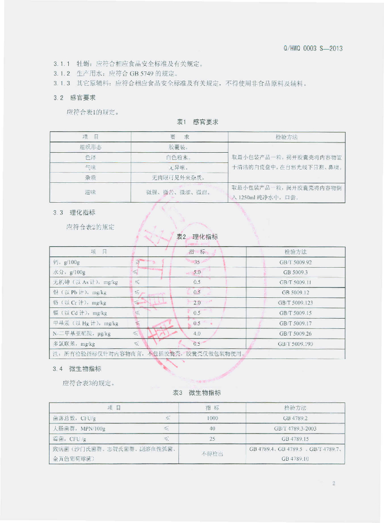 Q/HWQ 0003S-2013 标准预览