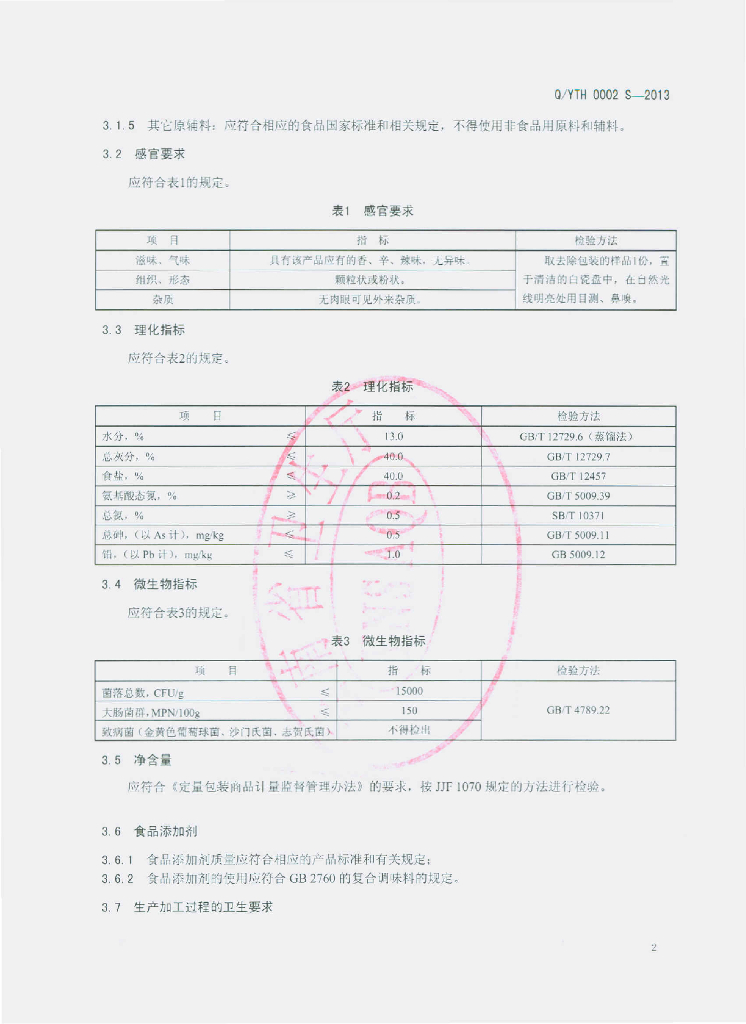 Q/YTH 0002S-2013 标准预览