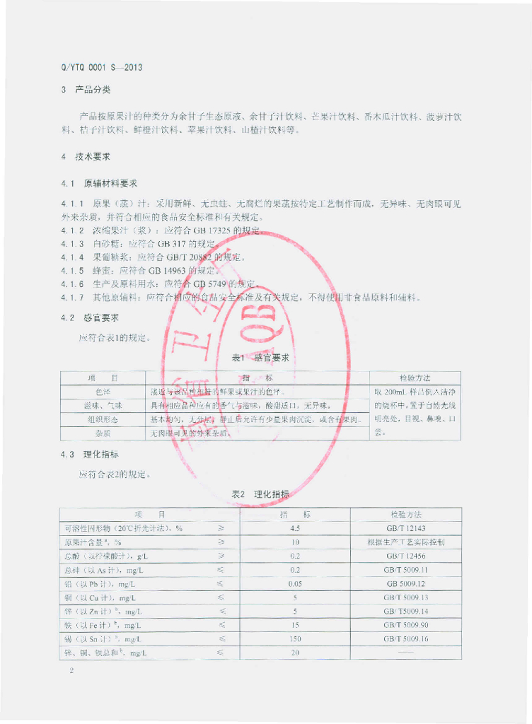 Q/YTQ 0001S-2013 标准预览